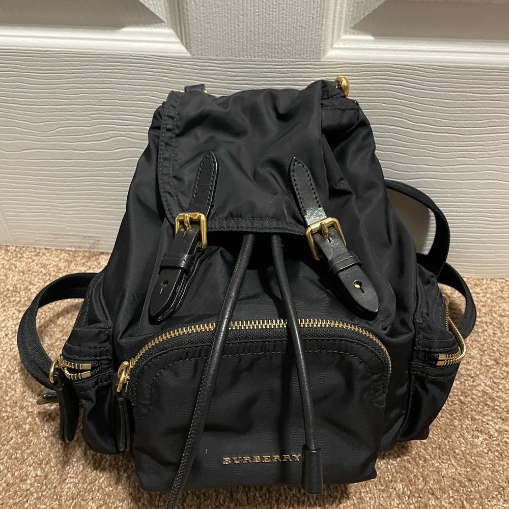 Burberry Black Backpack with Gold Details
